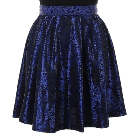 Eliza J Missy Fit & Flare Dress 14 NWT Cobalt Blue Brocade Open Back Cocktail - Picture 6 of 10